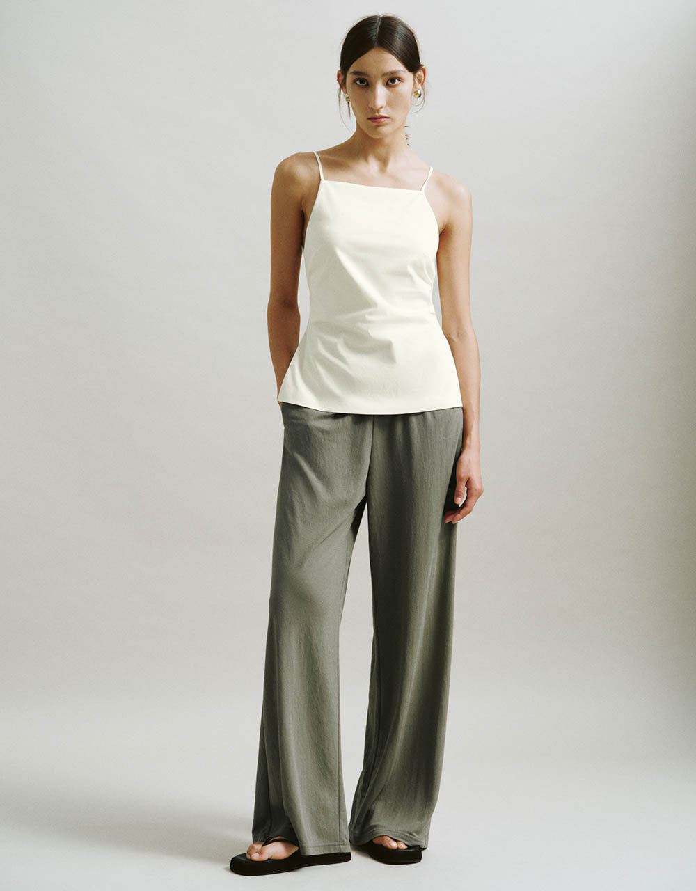 Elastic Waist Straight Pants