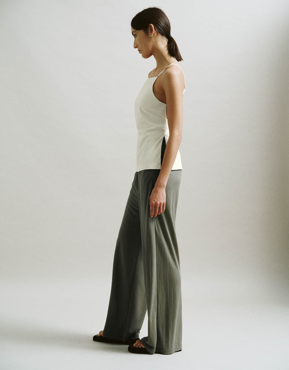 Elastic Waist Straight Pants