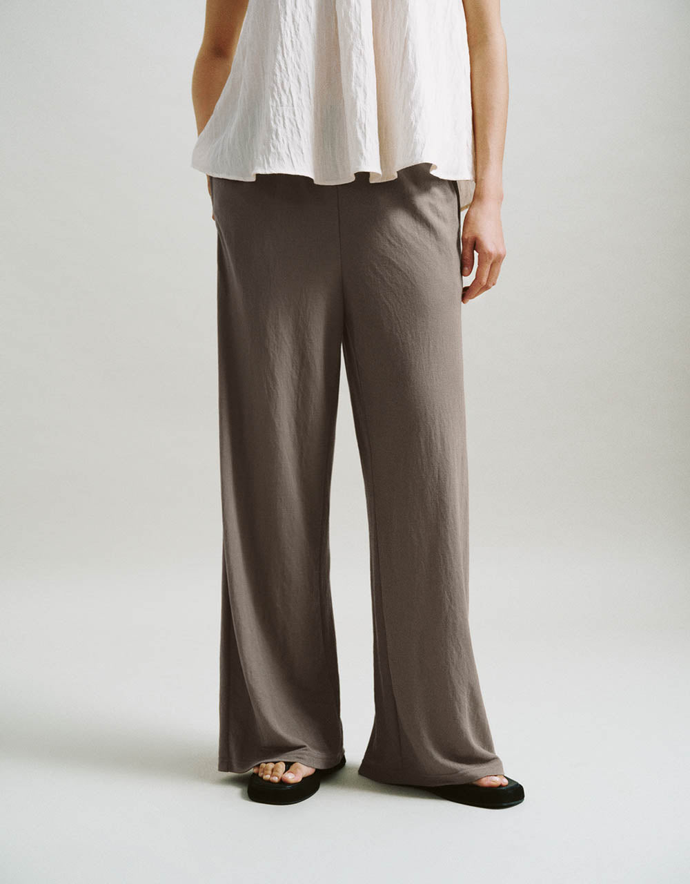 Elastic Waist Straight Pants