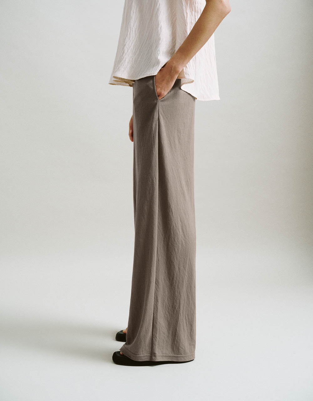 Elastic Waist Straight Pants