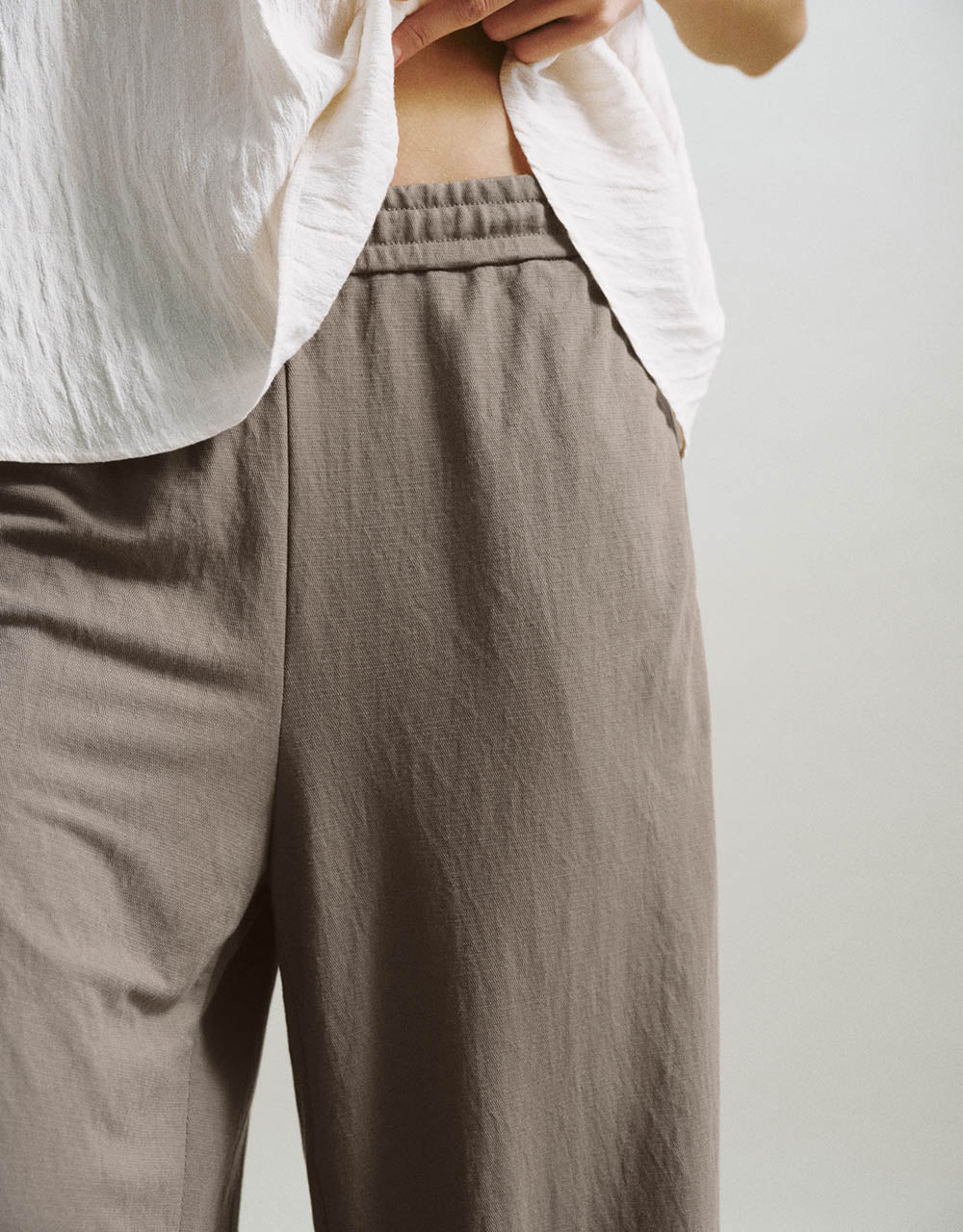 Elastic Waist Straight Pants