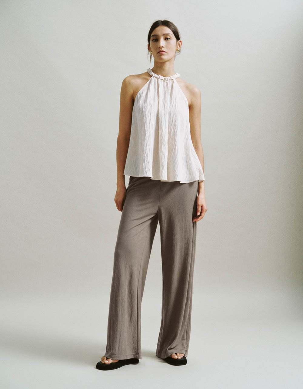Elastic Waist Straight Pants