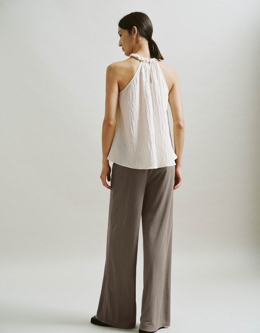 Elastic Waist Straight Pants