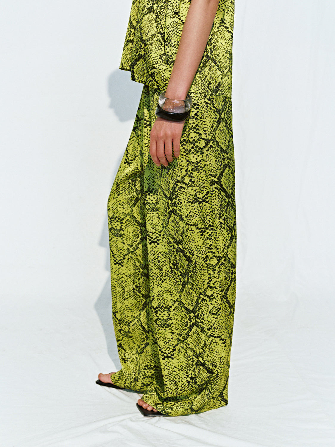 Snake Skin Pattern Wide-Leg Pants