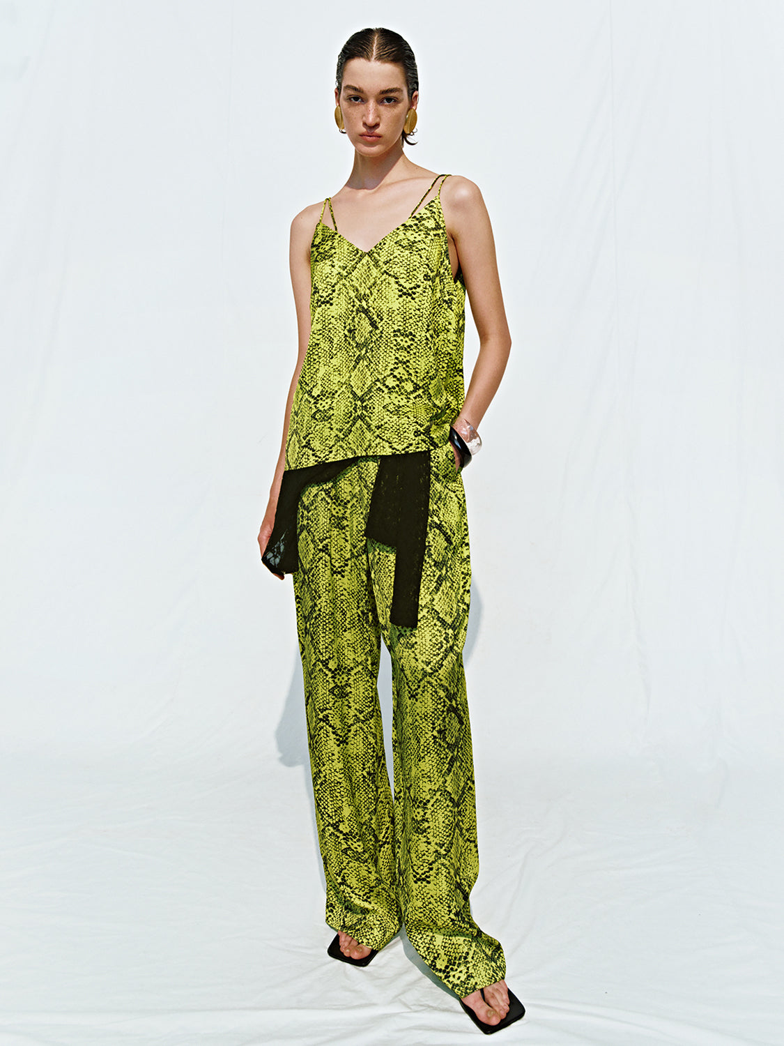 Snake Skin Pattern Wide-Leg Pants