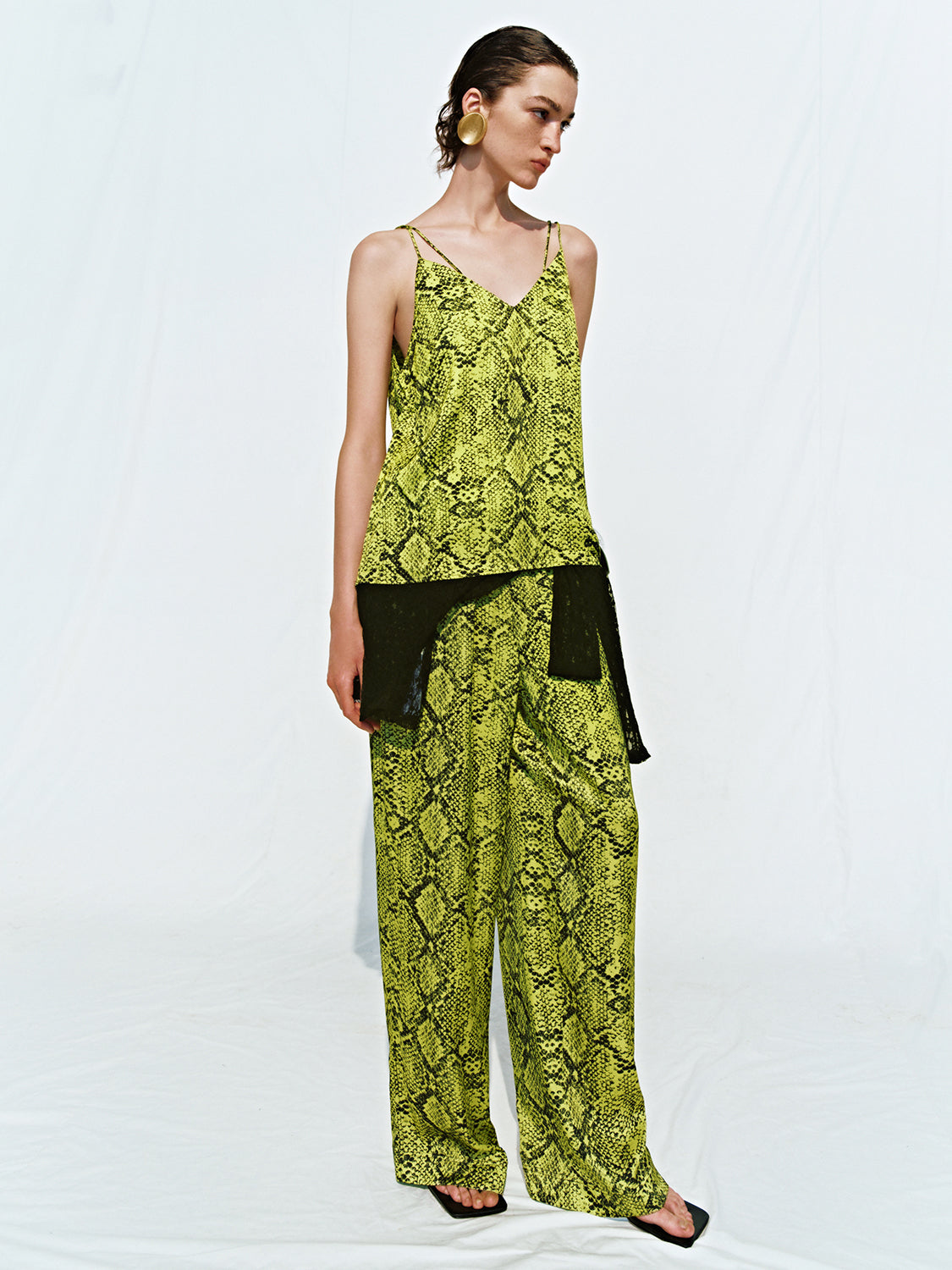 Snake Skin Pattern Wide-Leg Pants