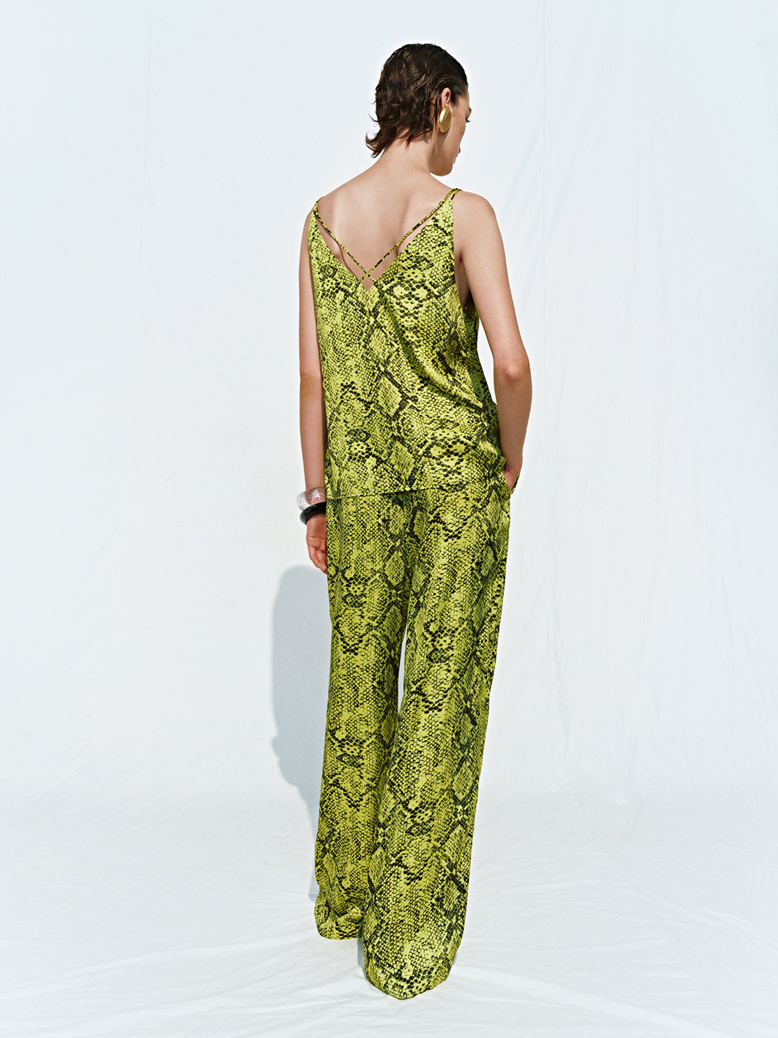 Snake Skin Pattern Wide-Leg Pants