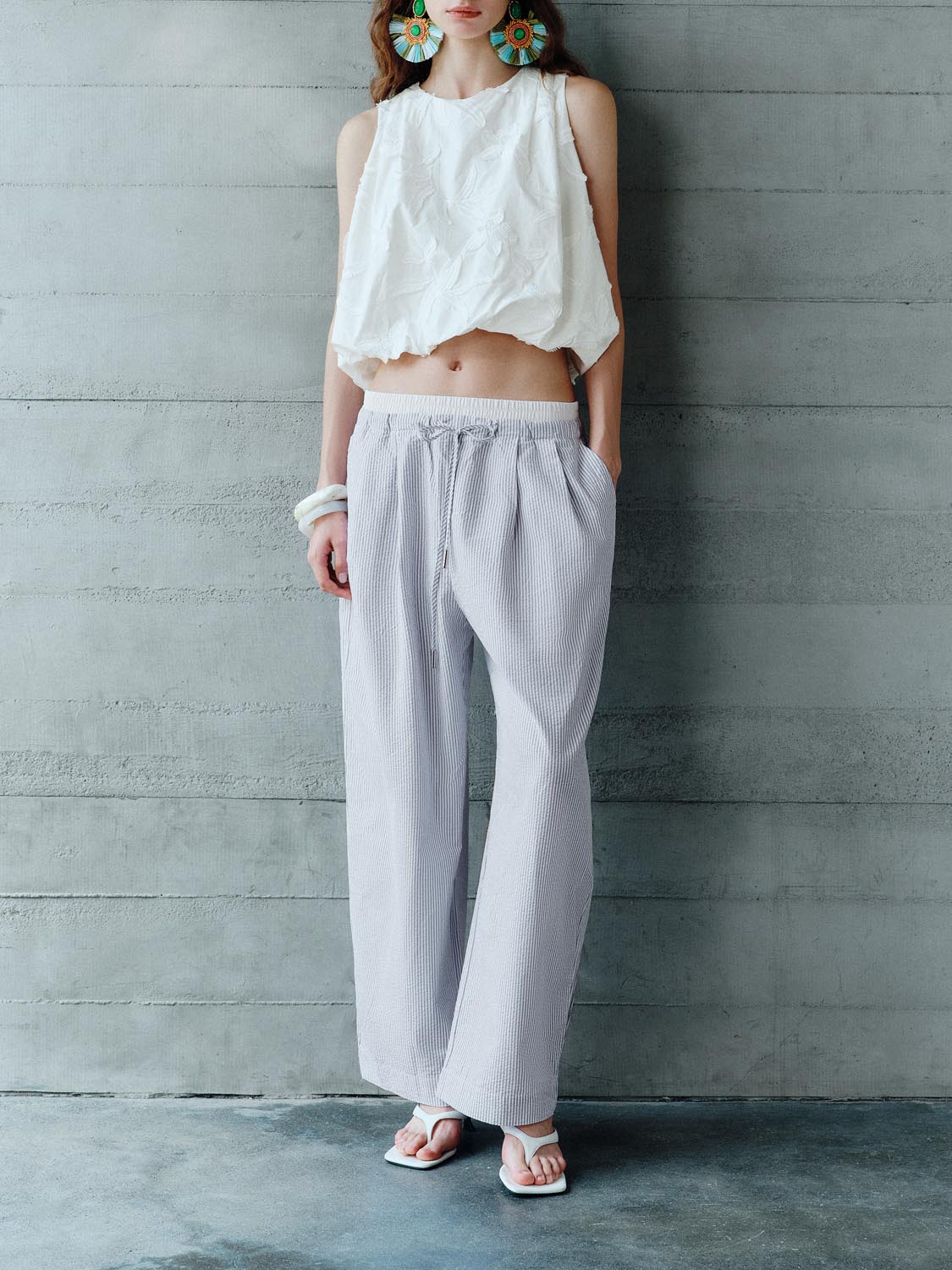 Drawstring Wide-Leg Pants