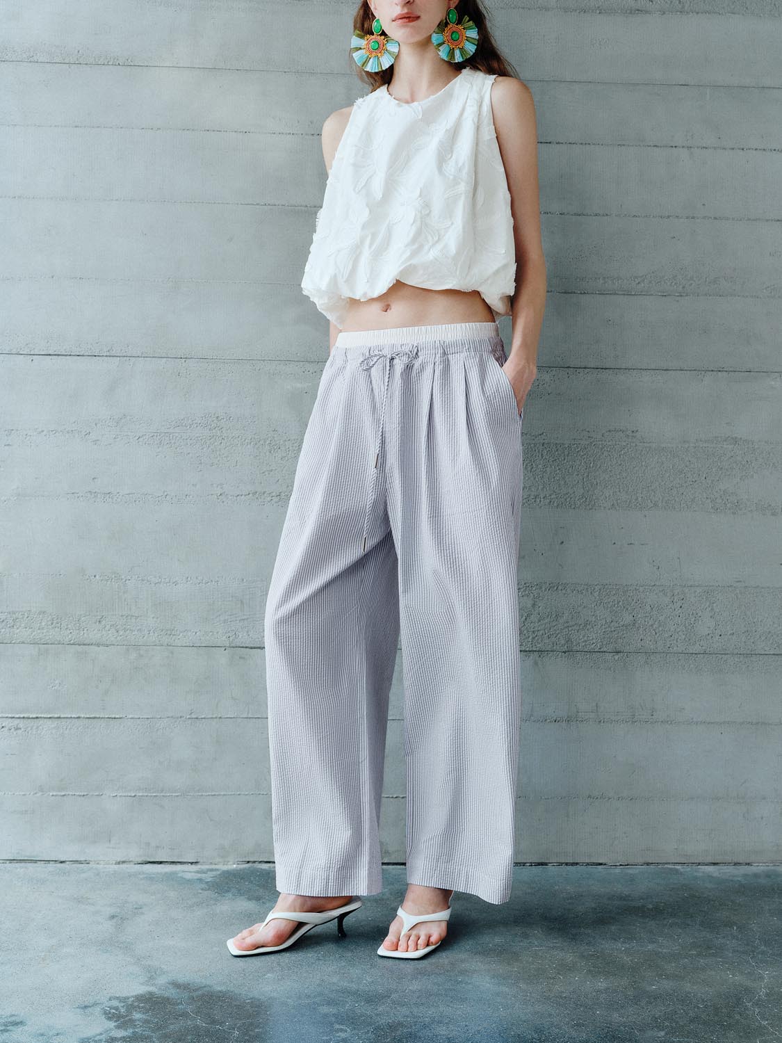Drawstring Wide-Leg Pants