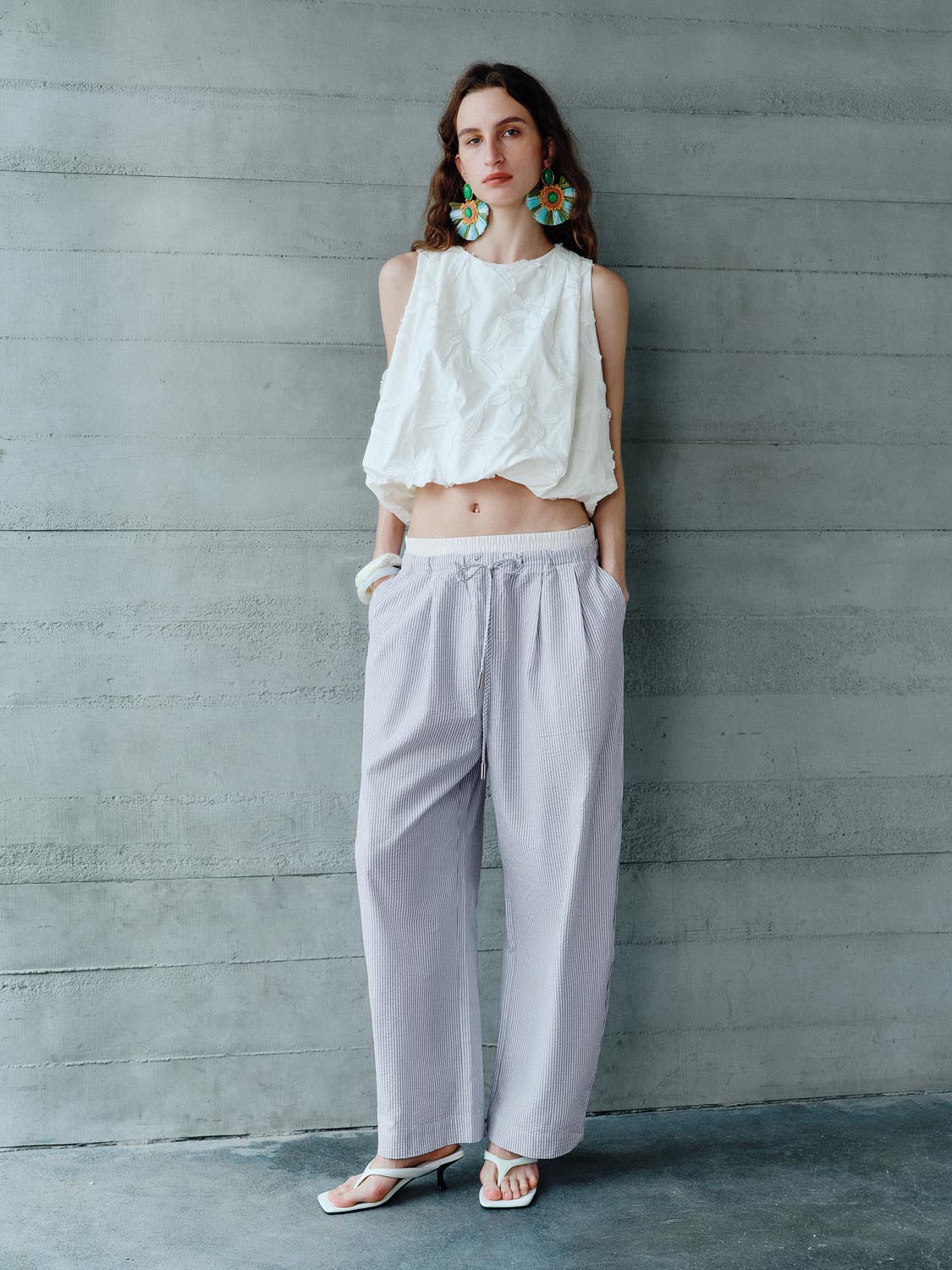 Drawstring Wide-Leg Pants