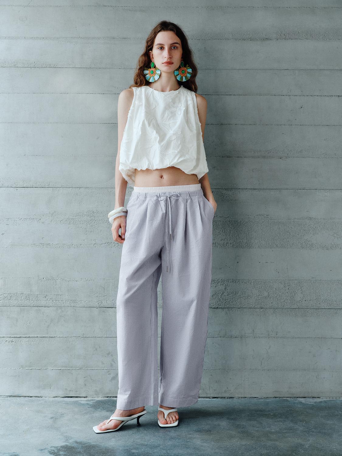 Drawstring Wide-Leg Pants