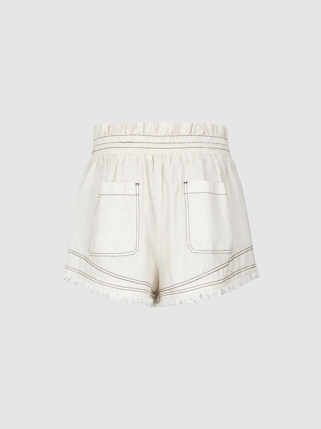 Ripped Hem Drawstring Spliced Shorts