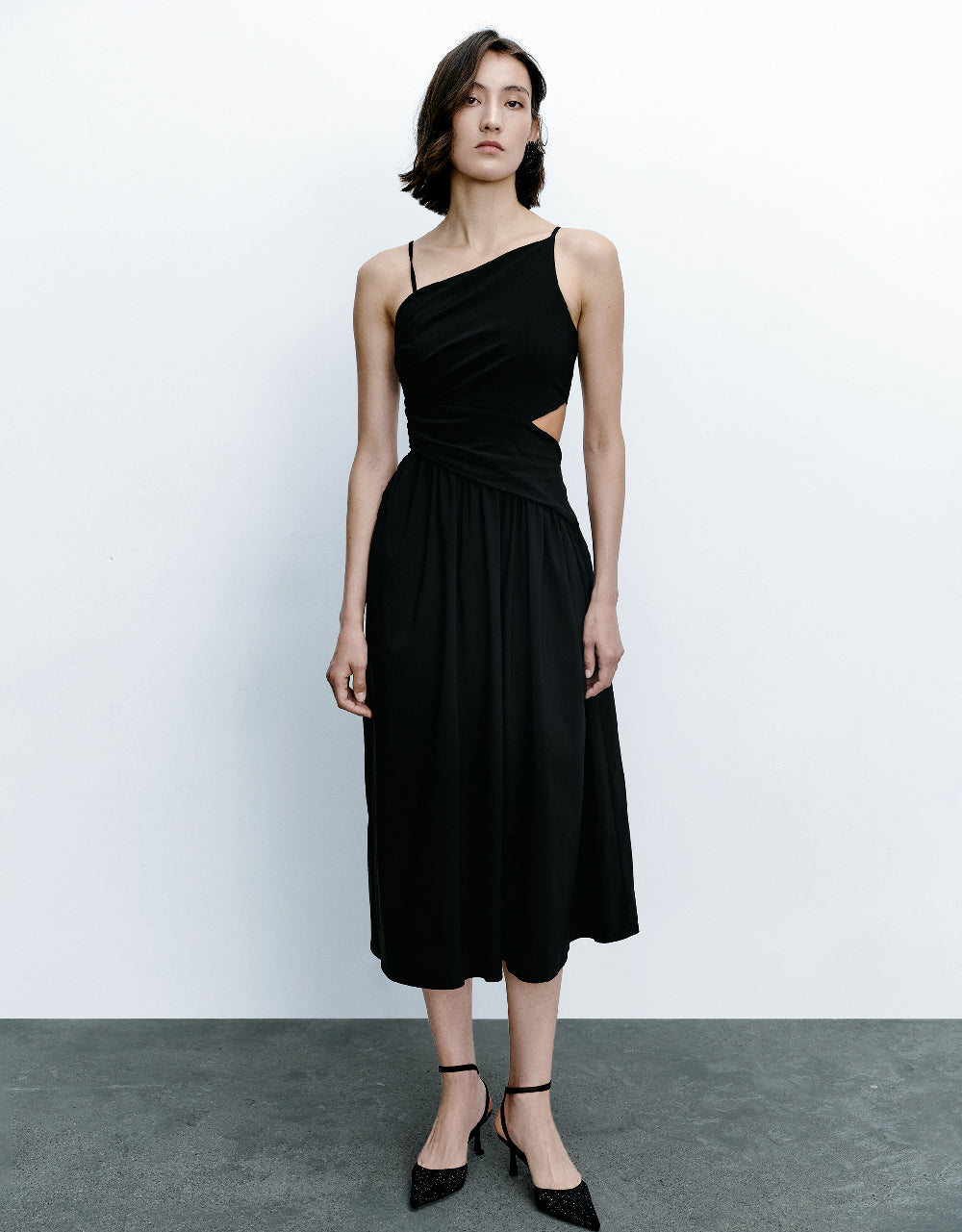 Cut-Out One Shoulder A-Line Dress