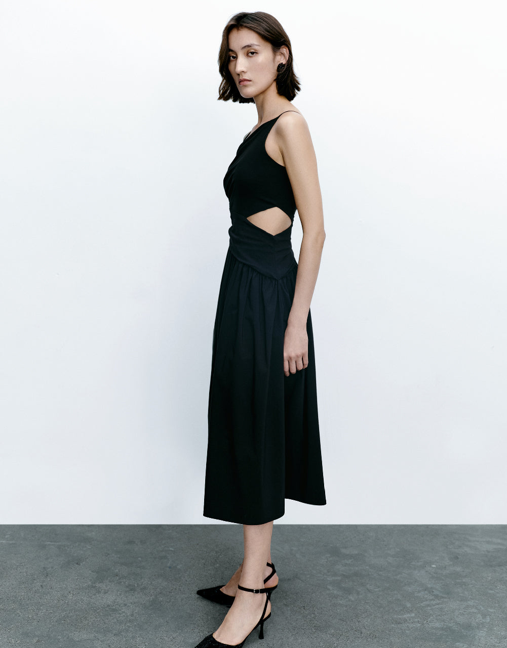 Cut-Out One Shoulder A-Line Dress
