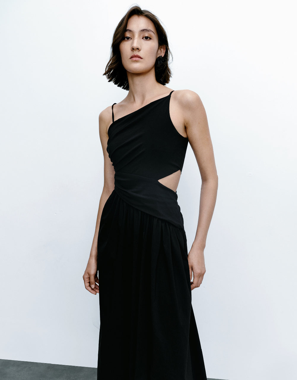 Cut-Out One Shoulder A-Line Dress