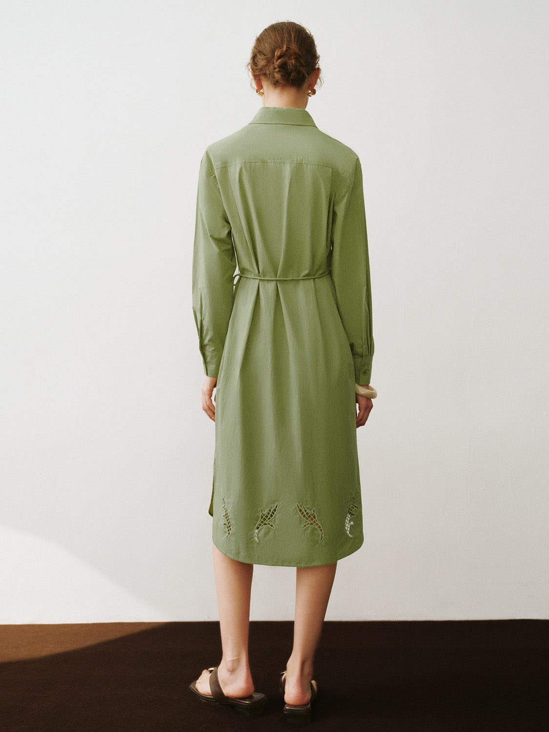 Loose Straight Shirt Dress With Rope