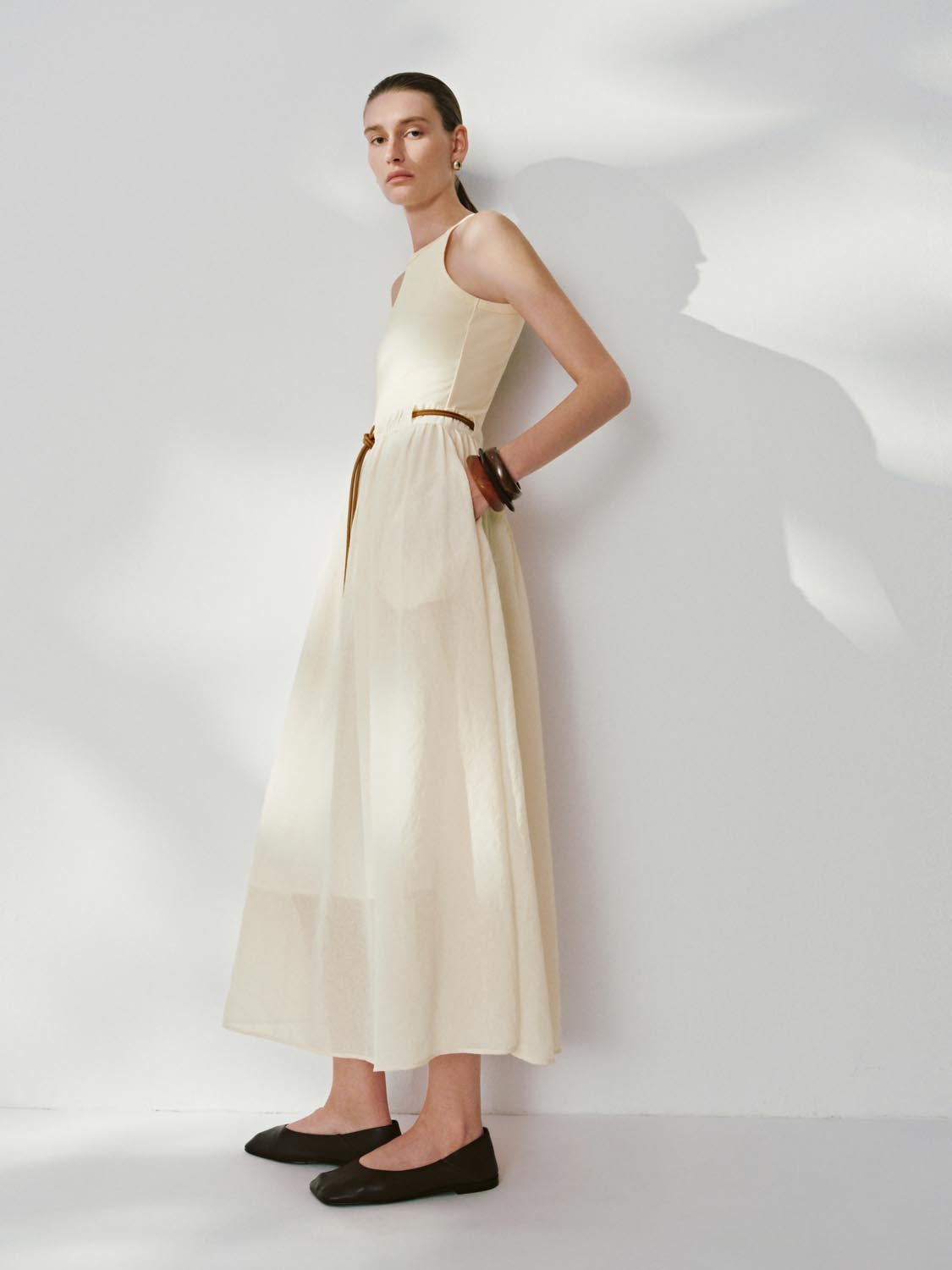 Belted Sleeveless Maxi Dresses