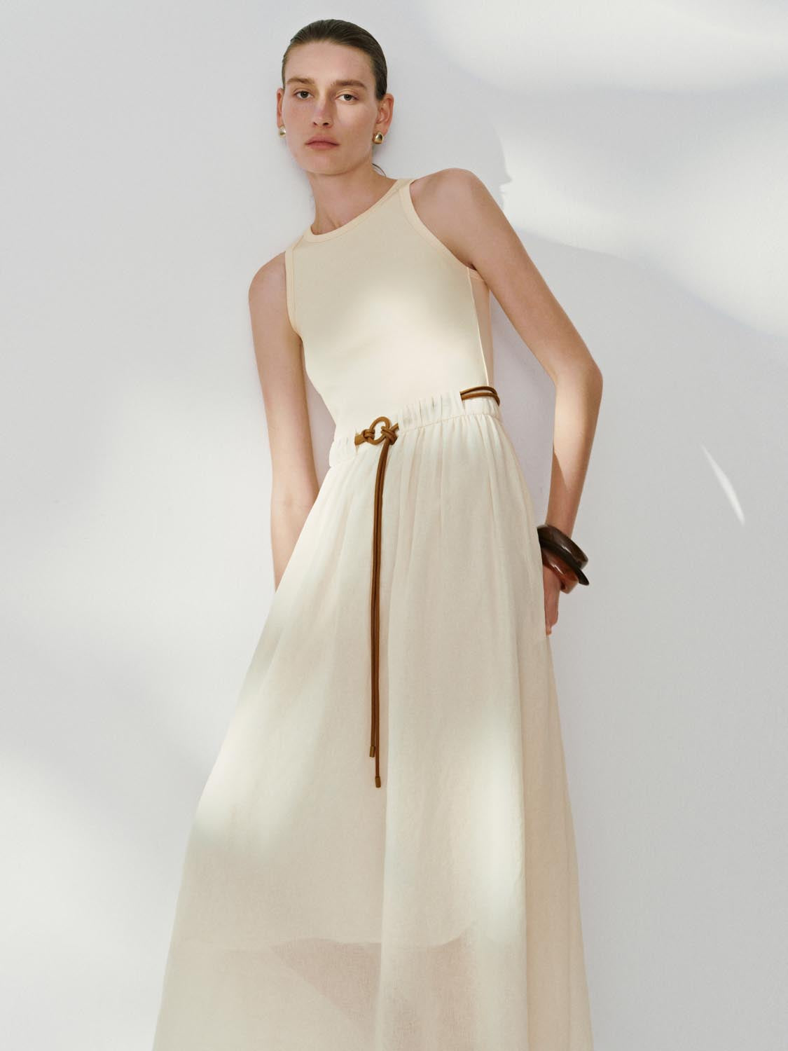 Belted Sleeveless Maxi Dresses