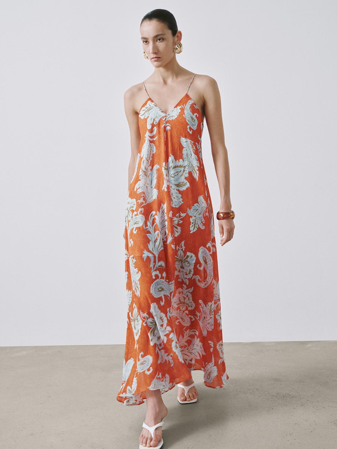 Strappy Floral Intarsia A-Line Midi Dresses