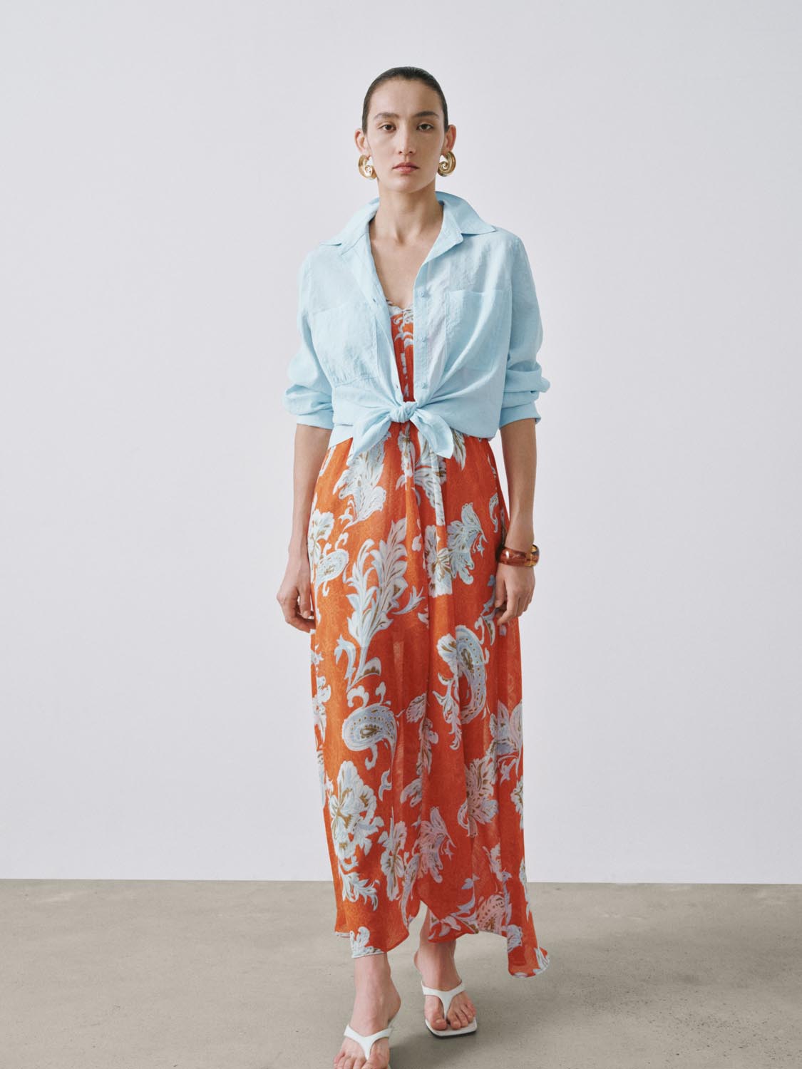 Strappy Floral Intarsia A-Line Midi Dresses