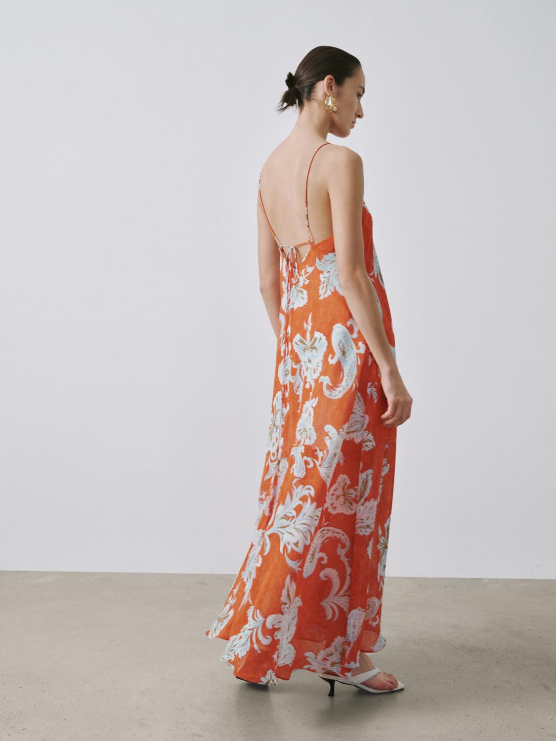 Strappy Floral Intarsia A-Line Midi Dresses