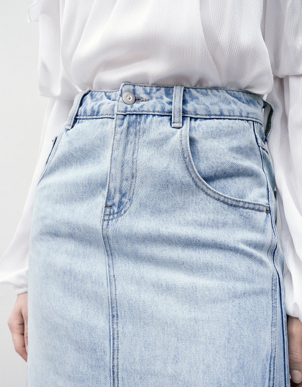 Split Hem Straight Denim Skirt