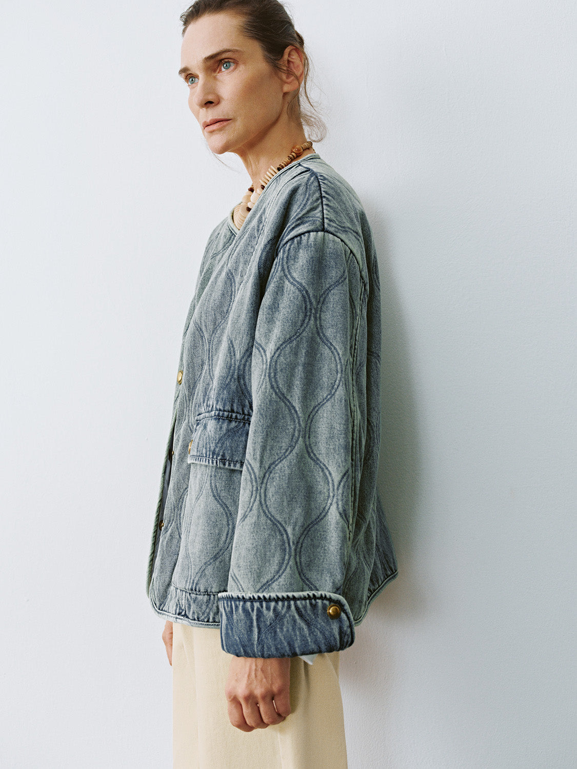 Denim Button Up Quilted Jackets