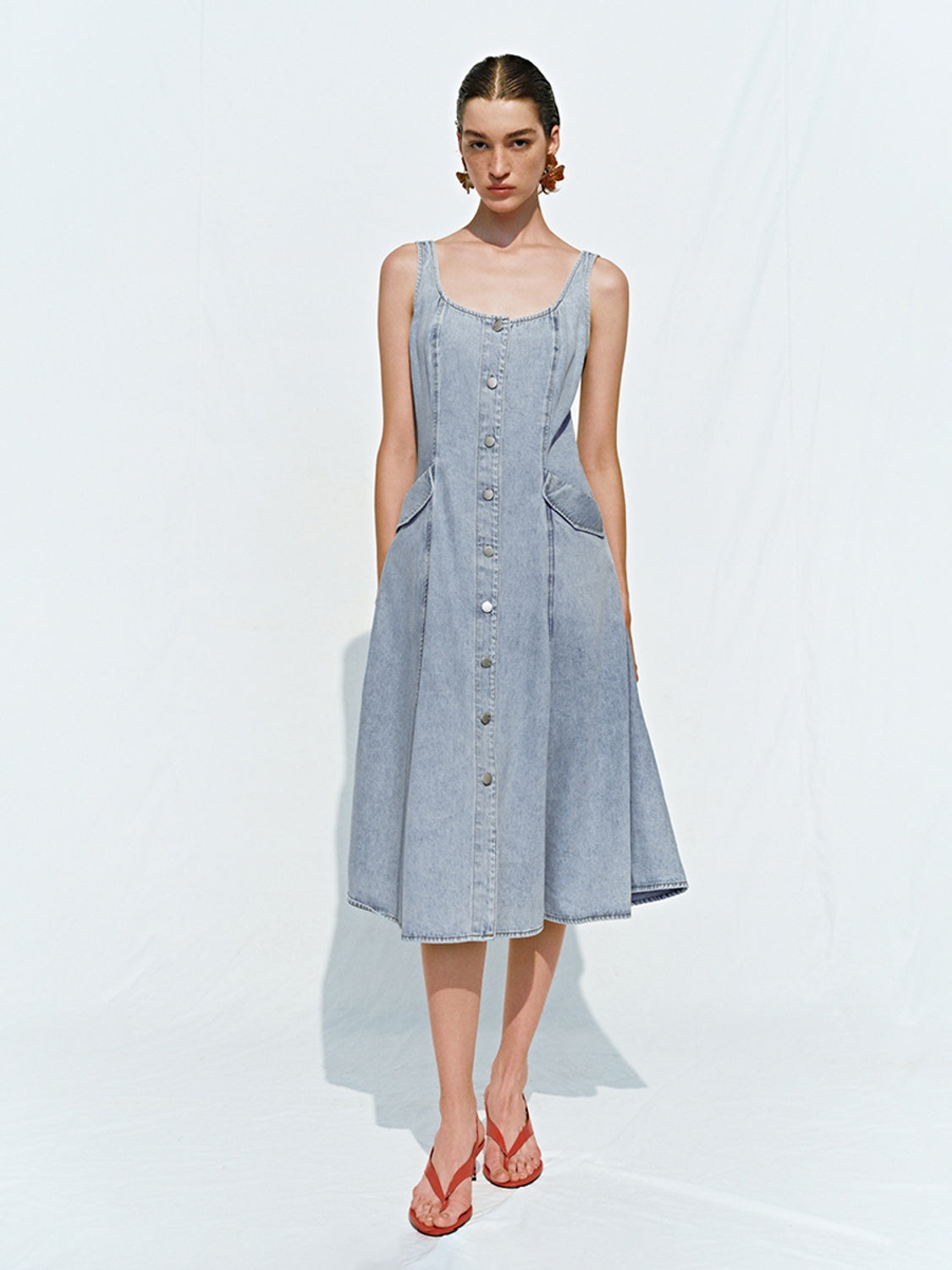 Denim Sleeveless Maxi Dresses