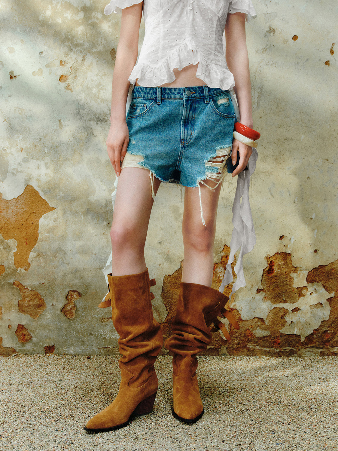 Ripped Denim Shorts
