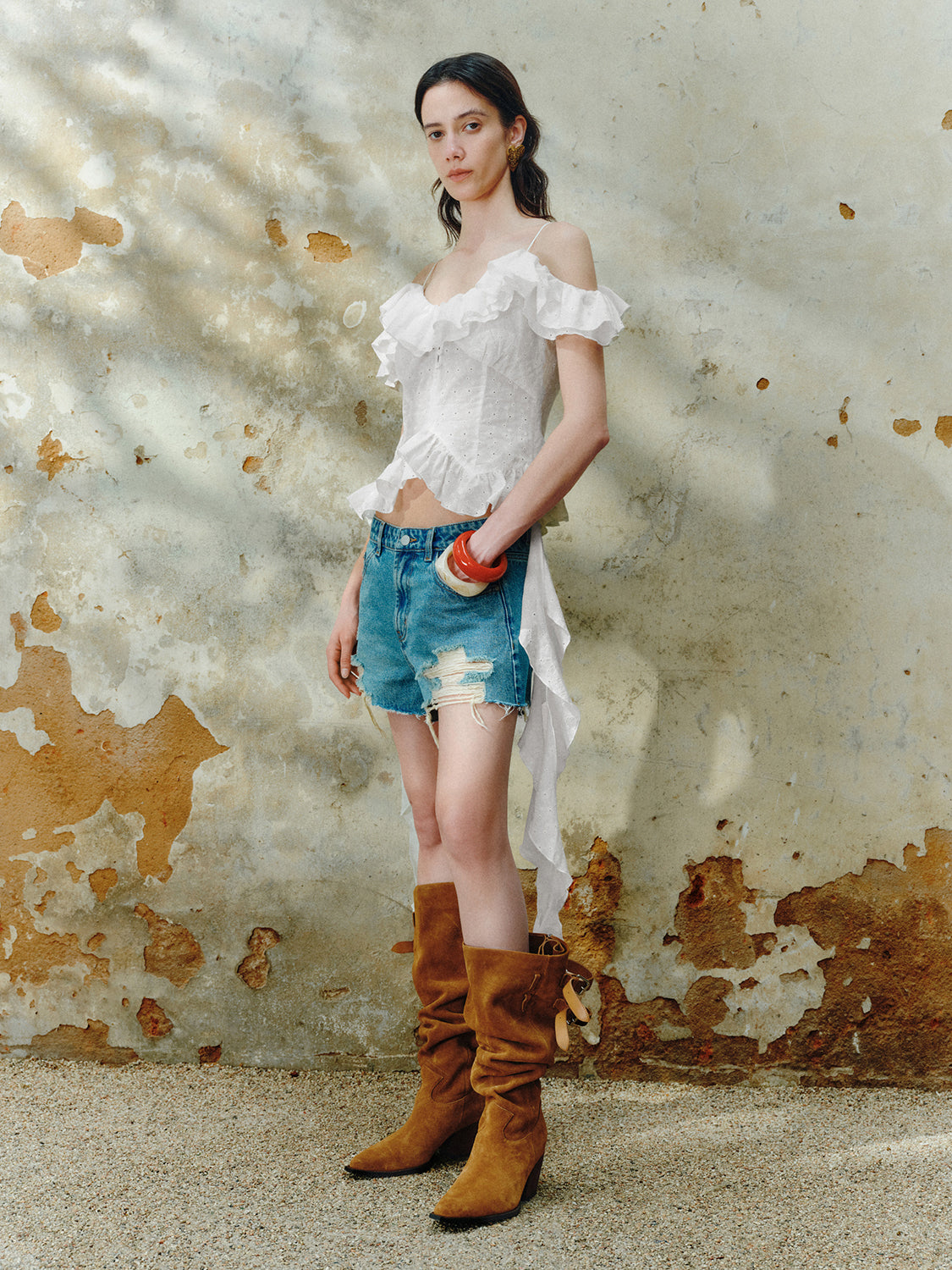 Ripped Denim Shorts