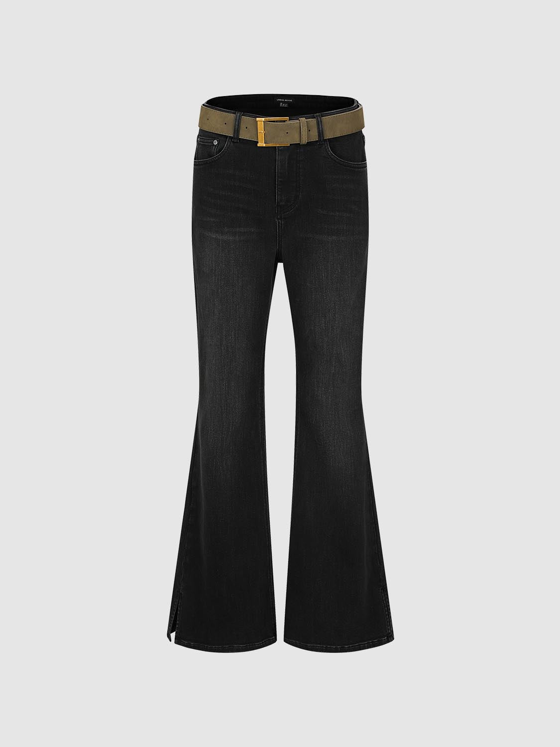 Belted Flare Leg Jeans