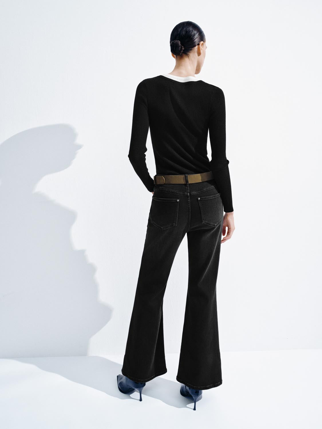 Belted Flare Leg Jeans