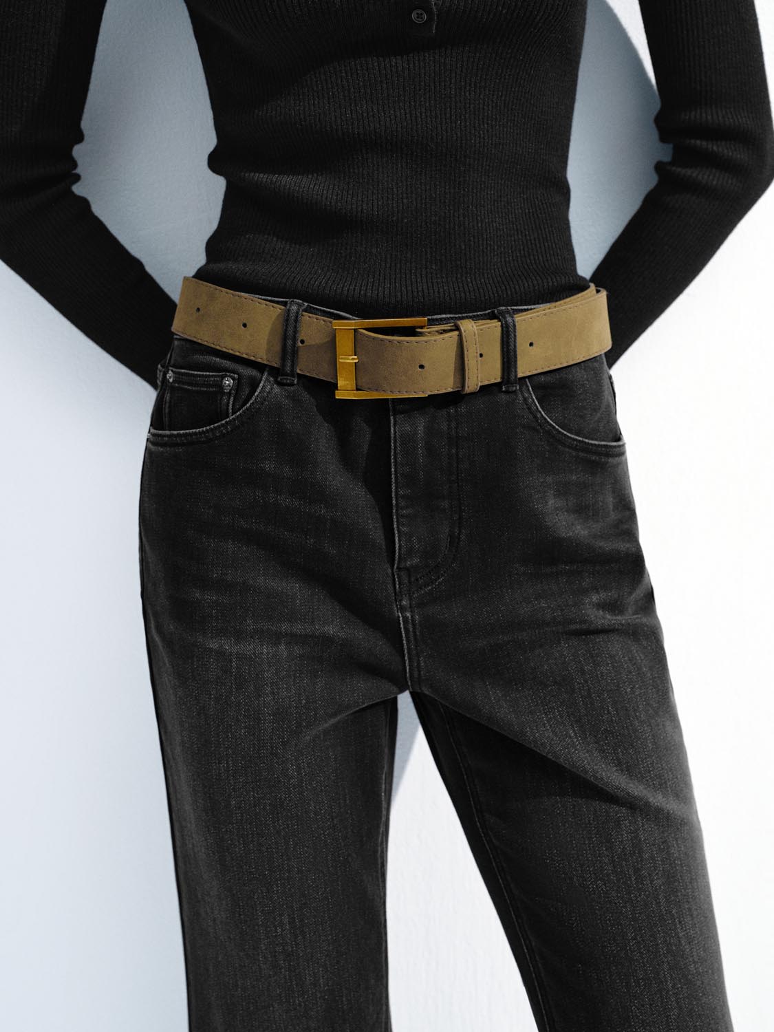 Belted Flare Leg Jeans