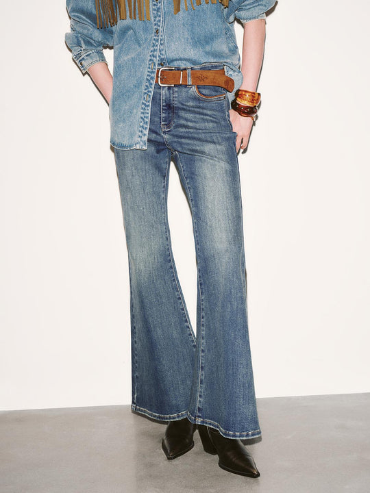 Belted Flare Leg Jeans