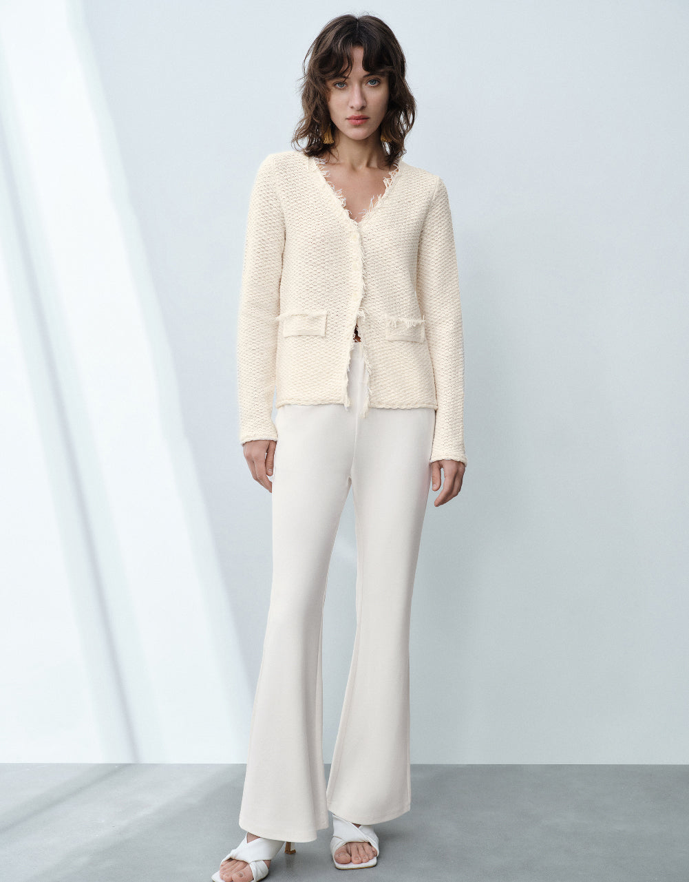Knitted Cardigan With Fake Pockets