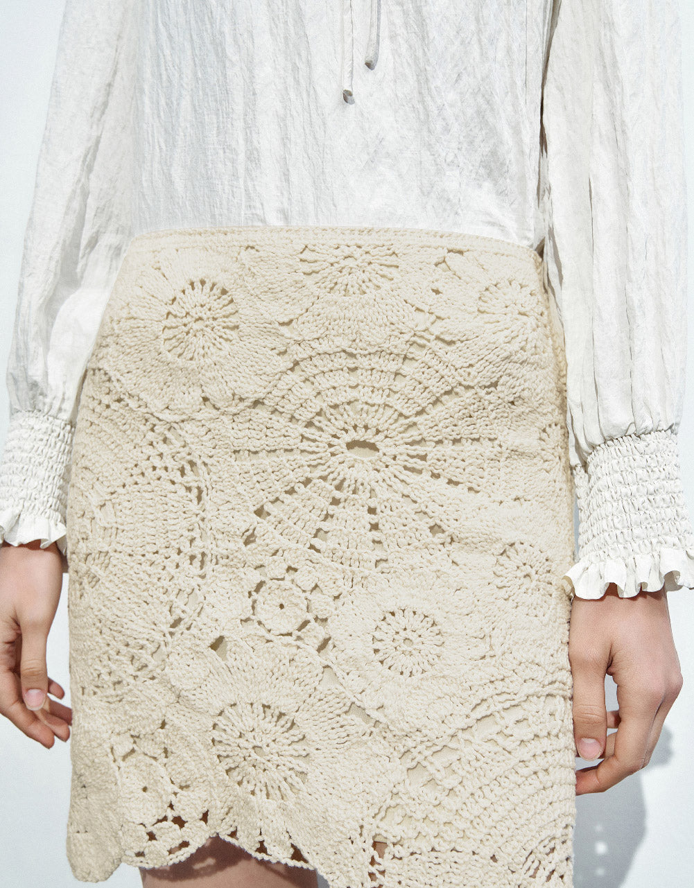 Asymmetric Crochet Knitted Skirt