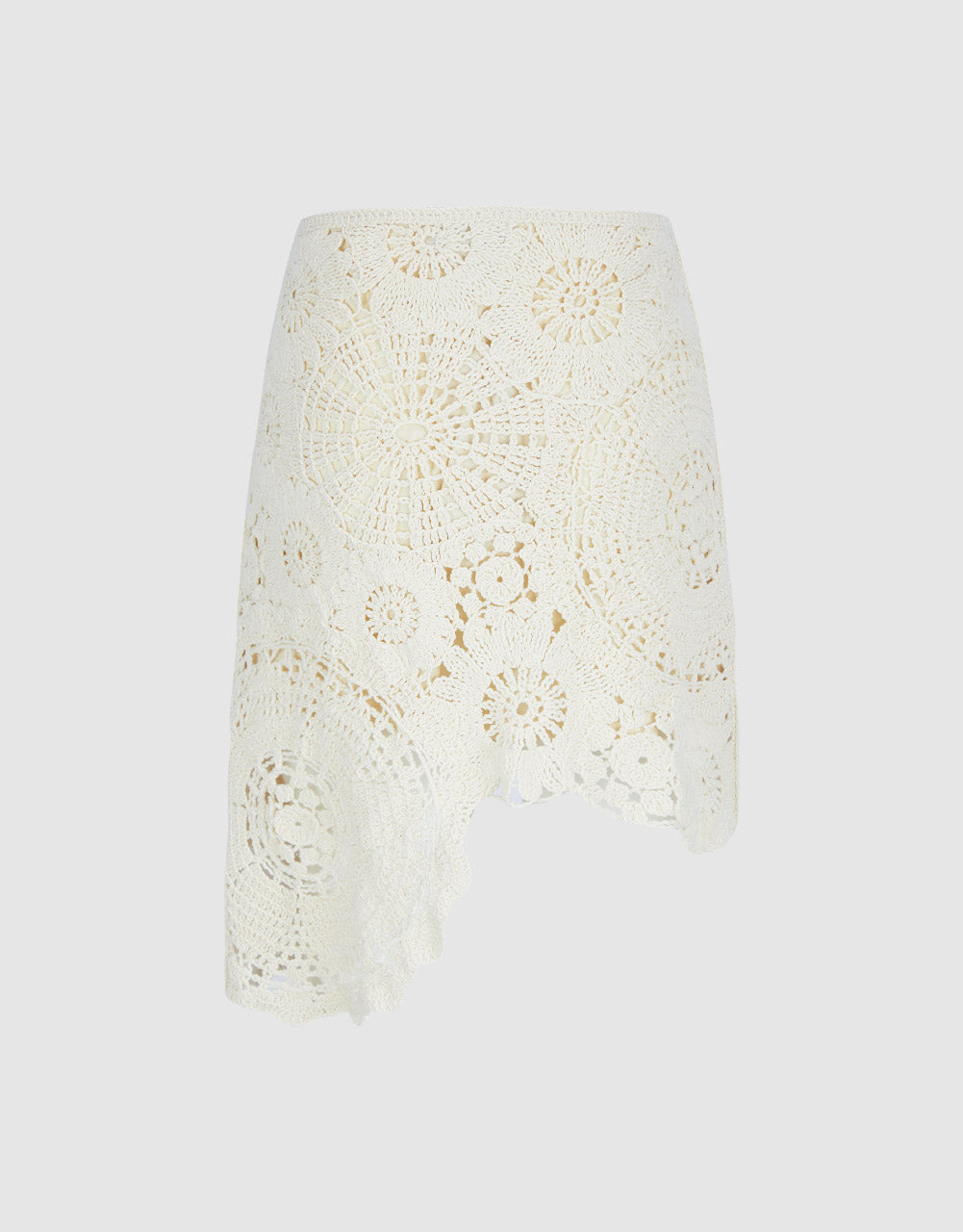 Asymmetric Crochet Knitted Skirt