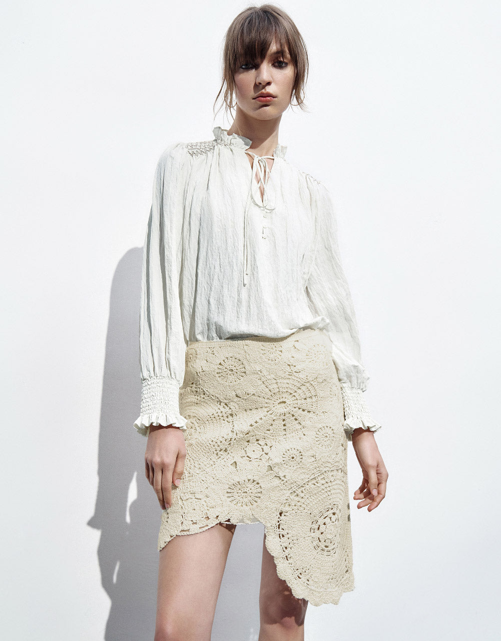 Asymmetric Crochet Knitted Skirt