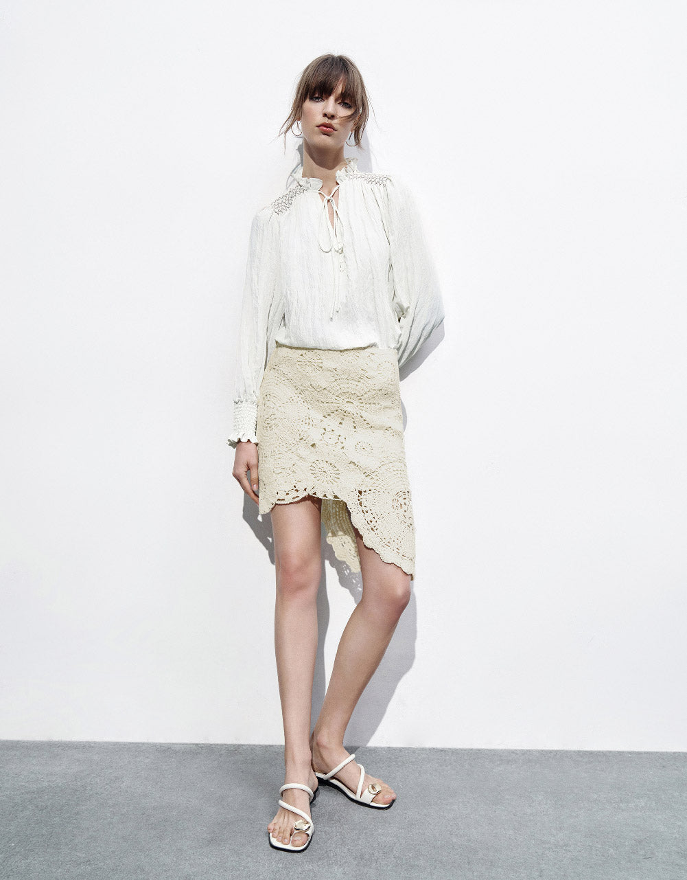 Asymmetric Crochet Knitted Skirt