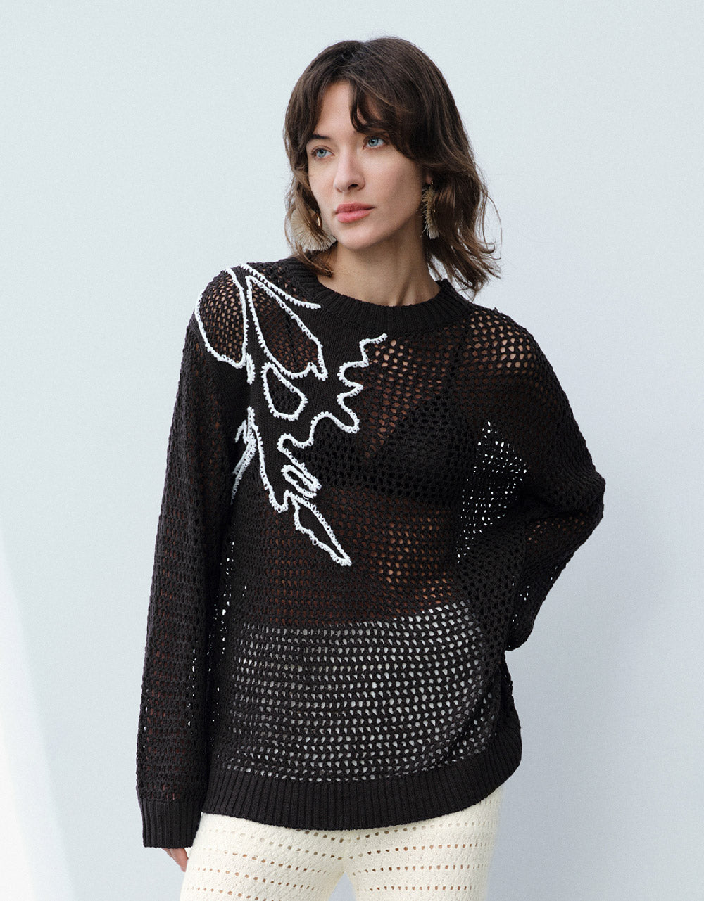 Pointelle Knitted T-Shirt