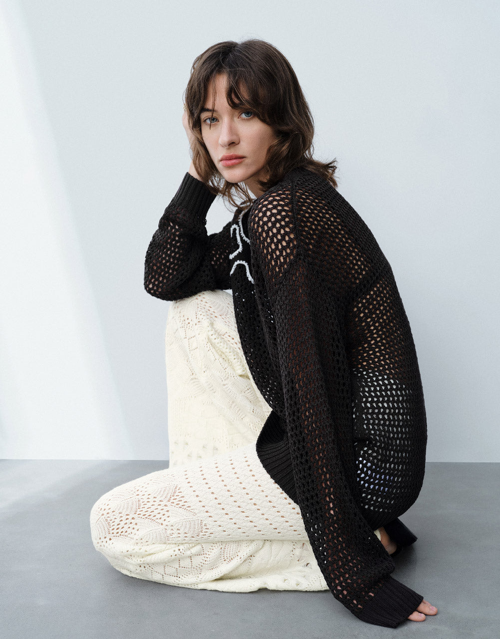 Pointelle Knitted T-Shirt