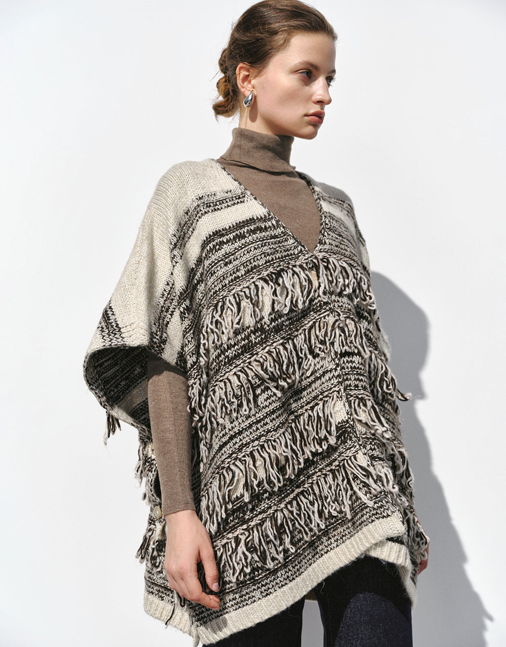 Furry V-Neck poncho