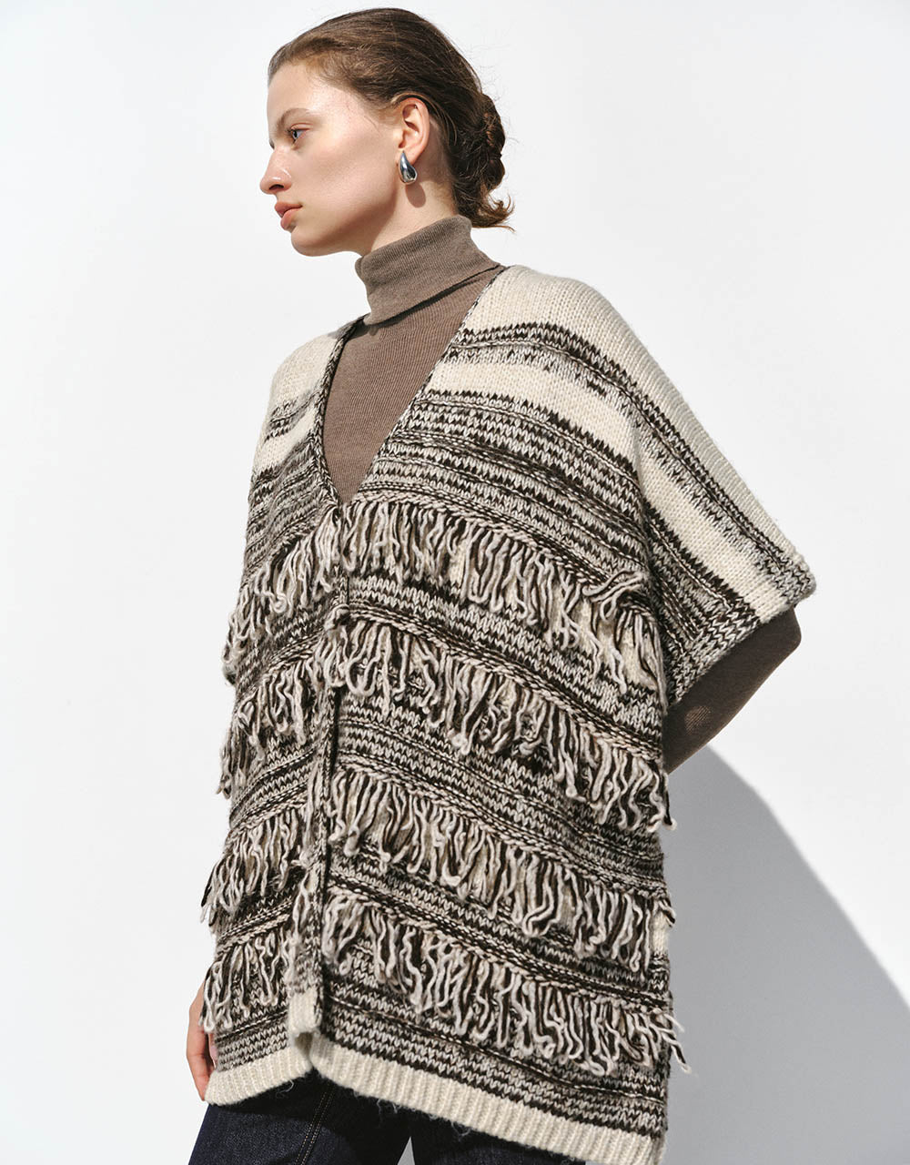 Furry V-Neck poncho