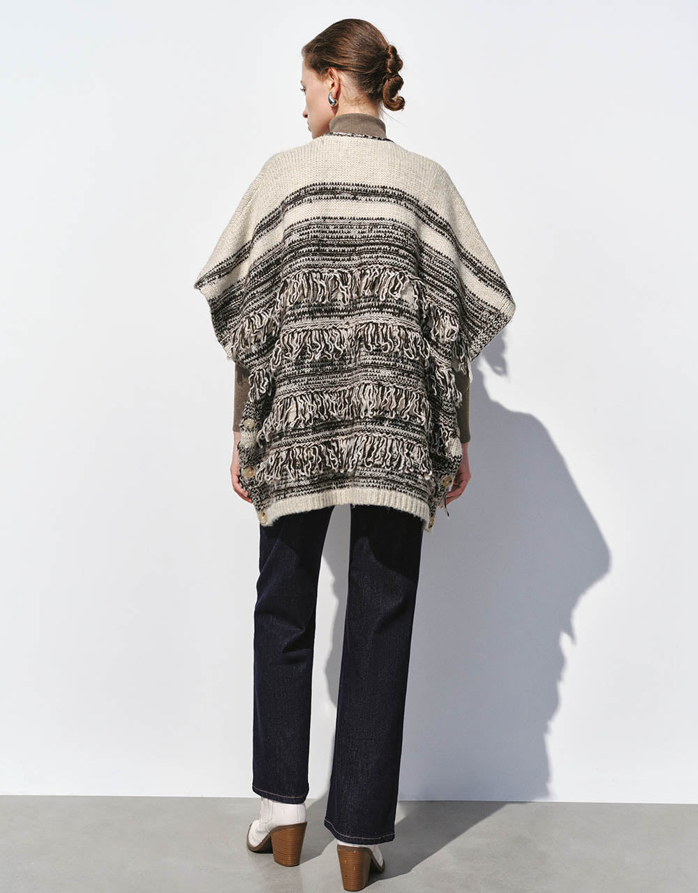 Furry V-Neck poncho