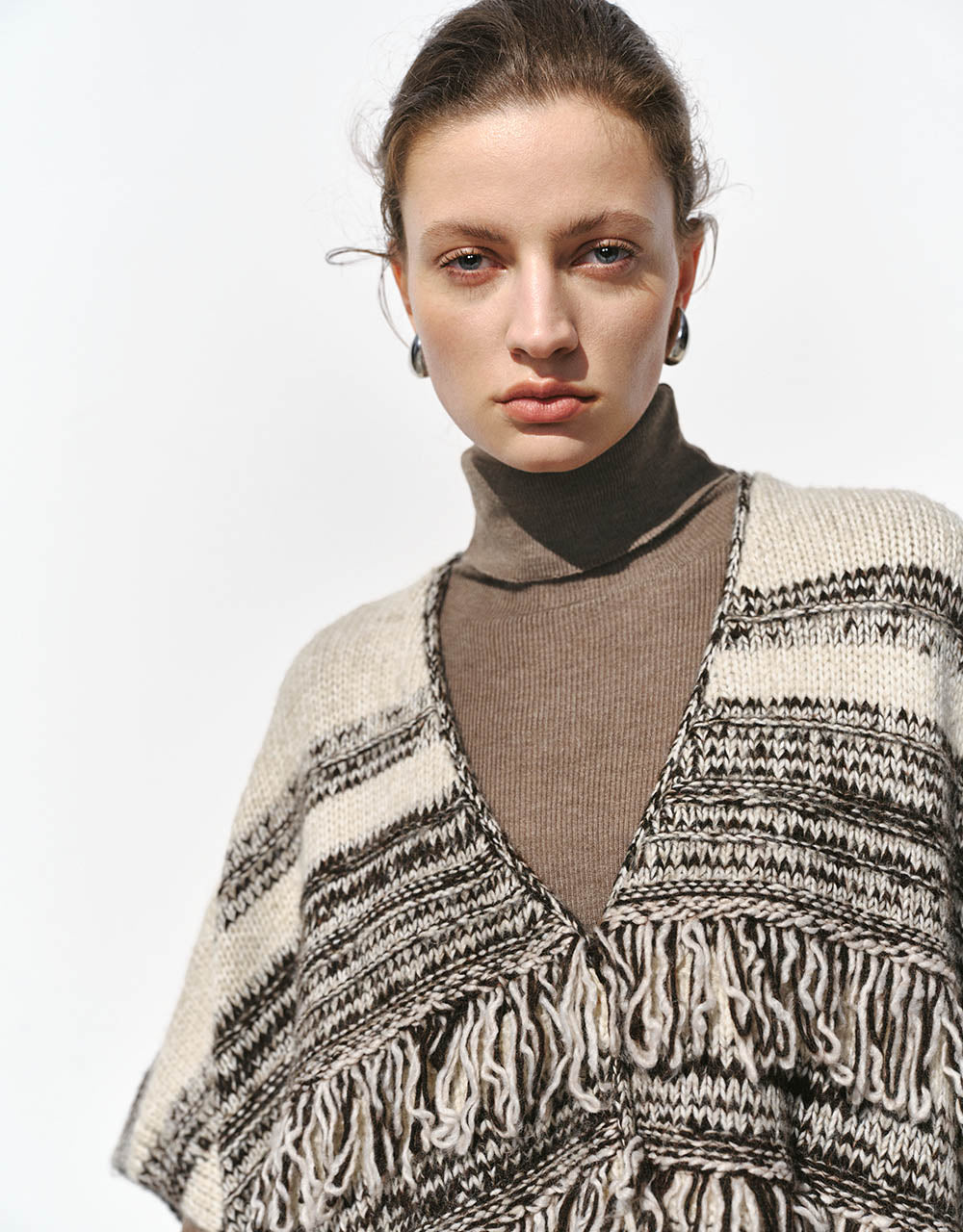 Furry V-Neck poncho
