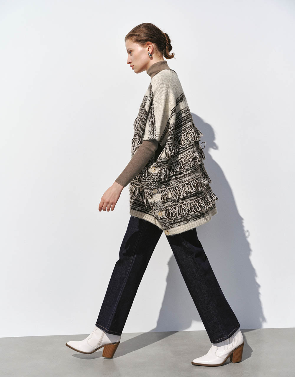 Furry V-Neck poncho