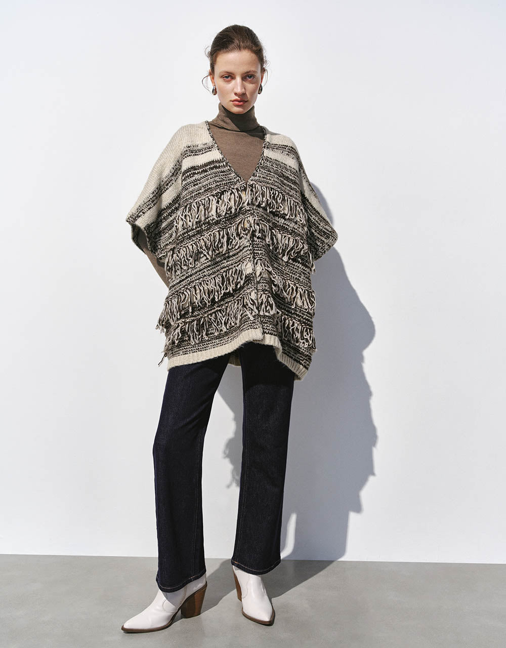 Furry V-Neck poncho