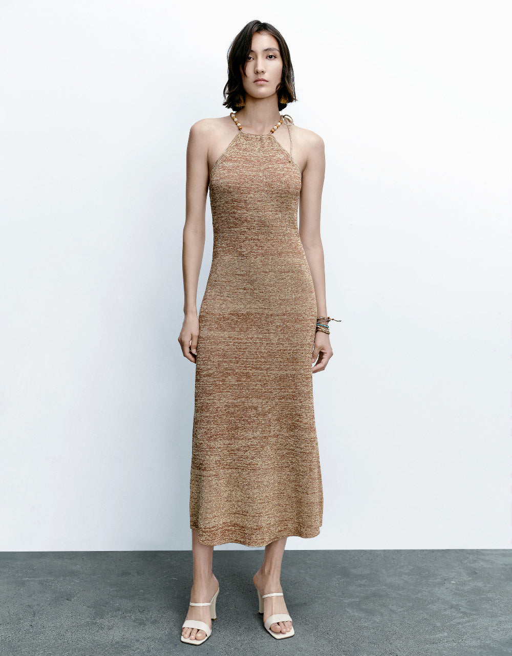 Halter Neck Knitted Maxi Dress