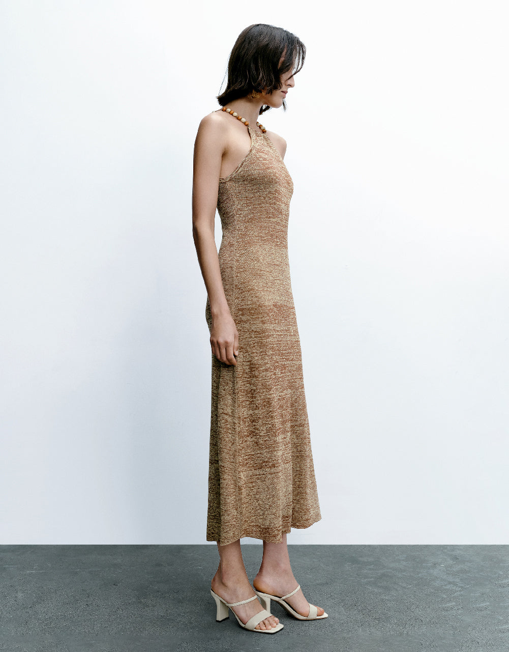 Halter Neck Knitted Maxi Dress