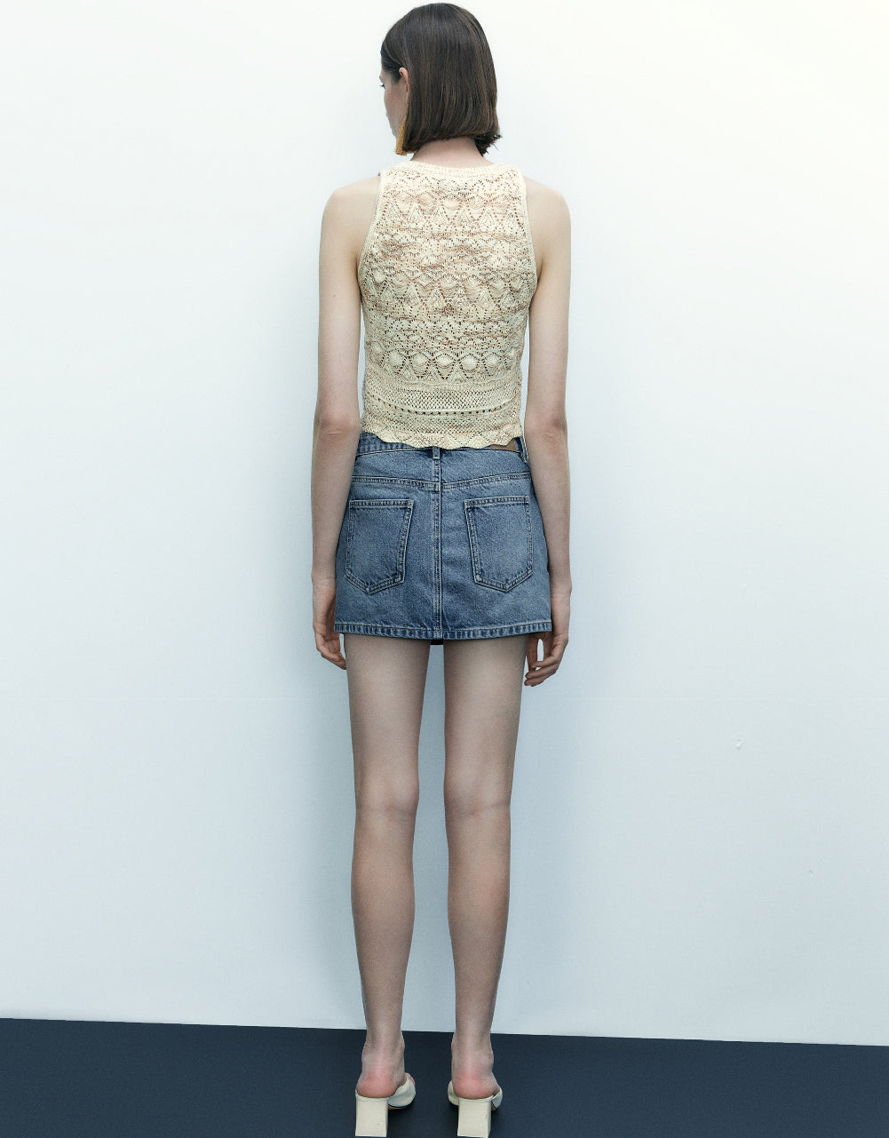 Crochet Crew Neck Knitted Tank Top